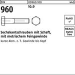 Sechskantschraube DIN 960 Schaft M22x1,5x 90 10.9 10 Stück - VPE: 10