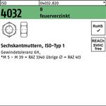 Sechskantmutter ISO 4032 M10 8 feuerverz. 500 Stück - VPE: 500