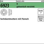 Sechskantmutter DIN 6923 Flansch M16 8 galv.verz. 50 Stück - VPE: 50