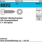 Zylinderblechschraube R 88312 Spitze/Innen-6kt C 4,8x 60 A 2 200 Stück - VPE: 200