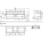 V&B Waschtischunterschrank COLLARO 140x54,8x50cm WT mttg m LED-B. glos. w