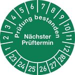 Mehrjahresprüfplakette D.30mm Prüfung bestanden 23-28 Folie