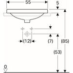 Geberit Einbauwaschtisch VariForm re. 550x450mm m HLB mit Überlauf weiß KT