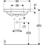 Geberit Waschtisch iCon Light 600x420mm verk. Ausldg m HL o ÜL weiß KT