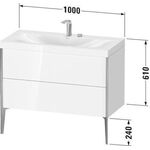 Duravit Waschtischunterbauset XVIU 1000x480mm e HL sw ma / we s-matt Ra B2