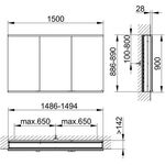 Keuco Spiegelschrank ROYAL MODULAR 2.0 Breite 1500mm Höhe 900mm Tiefe 160mm