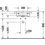 Duravit Waschtisch DURASTYLE COMPACT m ÜL HLB 550x400mm 3 Hahnlöcher weiß WG