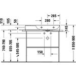 Duravit Waschtisch DURASQUARE o ÜL m HLB Be re 800x470mm o HL weiß