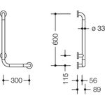 Hewi Winkelgriff SERIE 801 d= 33mm Ausl 88mm 300x600mm aquablau