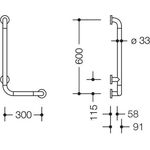 Hewi Winkelgriff SERIE 801 d= 33mm Ausldg 90mm 300x600mm reinweiß