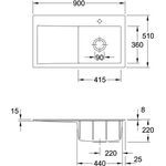 V&B Spüle SUBWAY STYLE 50 900x510mm Be re Exzent. ivory