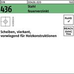 Unterlegscheibe DIN 436 vierkant 22x 60x 5 Stahl feuerverz. 50 Stück - VPE: 50