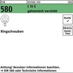 Ringschraube DIN 580 M8 C 15 E galv.verz. 25 Stück - VPE: 25