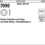 Unterlegscheibe ISO 7090 Fase 4 Stahl 200 HV 1000 Stück - VPE: 1000