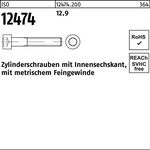 Zylinderschraube ISO 12474 Innen-6kt M20x1,5x100 12.9 25 Stück - VPE: 25