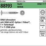 Tellerkopfschraube R 88193 Spitze/T-STAR 10x180/80-T50 Sta verz. WIROX 25St SPAX - VPE: 25