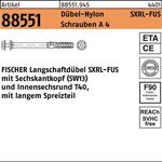 Langschaftdübel R 88551 SXRL 10x100 FUS Schrauben A 4/Dübel-Nylon 50St. FISCHER - VPE: 50