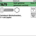 Blechschraube ISO 1479 Zapfen/6-kt 4,8x9,5 -F Stahl gehärtet galv.verz. 500St. - VPE: 500