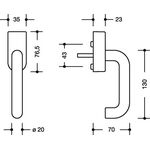 Fenstergriff 111PBFGA PA 92 grau 30mm abschl.HEWI