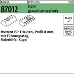 T-Nutenmutter R 87012 Führungssteg/Kugel 8mm M8 Stahl galv.verz. 1000St. - VPE: 1000