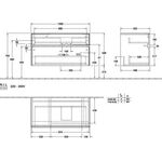 V&B Waschtischunterschrank COLLARO 100x54,8x50cm WT re m LED-B. Glossy Grey