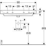 Geberit Waschtisch SMYLE Square m HL mit Überlauf 900x480mm weiß KT