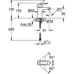 GROHE Einhand-Waschtischbatterie BauEdge 1/2Zoll glatter Körper chr