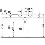 Duravit Waschtisch DURASQUARE o ÜL m HLB Be re 800x470mm 1 HL weiß WG