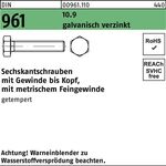 Sechskantschraube DIN 961 VG M10x1x 40 10.9 galv.verz. 100 Stück - VPE: 100