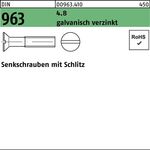 Senkschraube DIN 963 Schlitz M3x 18 4.8 galv.verz. 2000 Stück - VPE: 2000