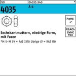 Sechskantmutter ISO 4035 niedrig Fasen M8 A 4 100 Stück - VPE: 100