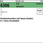 Knebelschraube DIN 6306 losen Knebel DM 10x 50 5.8 brüniert 1 Stück