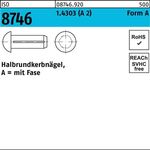 Halbrundkerbnagel ISO 8746 Fase 3x 6 1.4303 (A 2) 100 Stück - VPE: 100