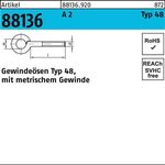 Gewindeöse R 88136 Typ 48 M6x 25 D 10 A 2 50 Stück - VPE: 50