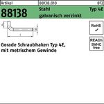 Schraubhaken R 88138 Typ 4E gerade M6x60x14 Stahl galv.verz. 100St. - VPE: 100