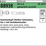 Hammerkopfschraube R 88938 38/17 6-ktmutter M12x50 Mu4.6 galv.verz. 50St. HALFEN - VPE: 50