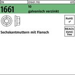 Sechskantmutter EN 1661 Flansch M10 10 galv.verz. 500 Stück - VPE: 500