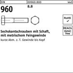 Sechskantschraube DIN 960 Schaft M20x2x 60 8.8 25 Stück - VPE: 25