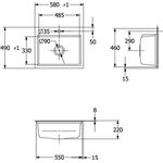 V&B Einbauspüle SUBWAY STYLE 60 S FLAT 580x490mm Abtr. Alu gebü Handbet. crema