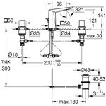 Grohe 3-Loch-WT-Batterie ALLURE BRILLIAN flacher Auslauf hard graphite gebürstet