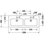 Duravit Doppelwaschtisch ME by Starck m ÜL m HLB 1300x490mm o HL we sdm WG