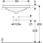 Geberit Einbauwaschtisch VariForm ov 600x480mm m HLB ohne Überlauf weiß