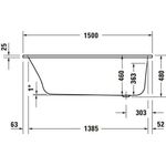 Duravit Einbauwanne QATEGO mit 1 Rückenschräge 1500x750mm weiß