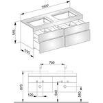 Keuco Waschtischunterbau EDITION 400 1400x546x535mm m HL-Boh we Glas we ma