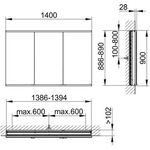 Keuco Spiegelschrank ROYAL MODULAR 2.0 Breite 1400mm Höhe 900mm Tiefe 120mm