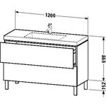 Duravit Waschtischunterbau L-CUBE m WT Vero Air 698x1200x480mm 3 HL sw hgl