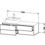 Duravit Waschtischunterbau XSQUARE 400x1400x548mm Be links betongrau matt