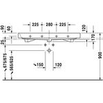 Duravit Möbelwaschtisch HAPPY D.2 m ÜL HLB 1200x505mm geschli 3 HL weiß WG