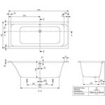 V&B Whirlpoolsystem ARCHITECTURA m BW R-eck 180x80 Tech. Pos 2 we