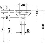 Duravit Handwaschbecken P3 Comforts m ÜL HLB 450x320mm ohne Hahnloch weiß WG